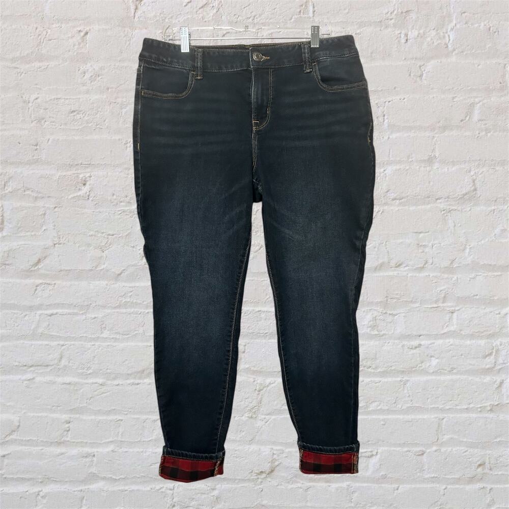 M Jeans by Maurices Plus 16W Reg Stretch Mid Rise Soft Plaid‎ Cuff Skinny Jeans